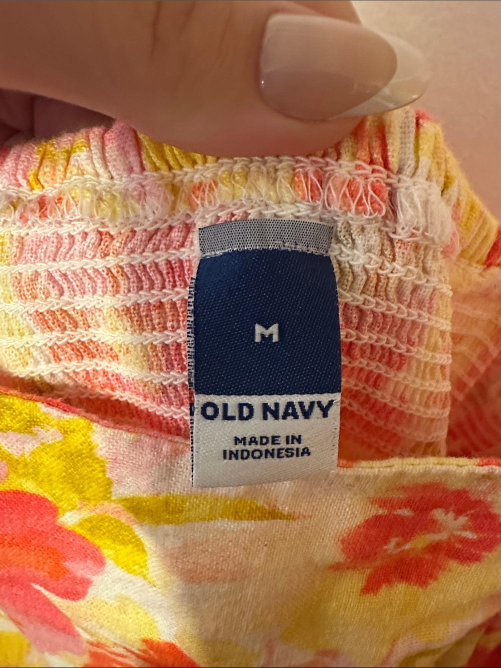 Old Navy Floral Tie Strap Mini Dress Pink Yellow Orange Size Medium - Picture 3 of 8